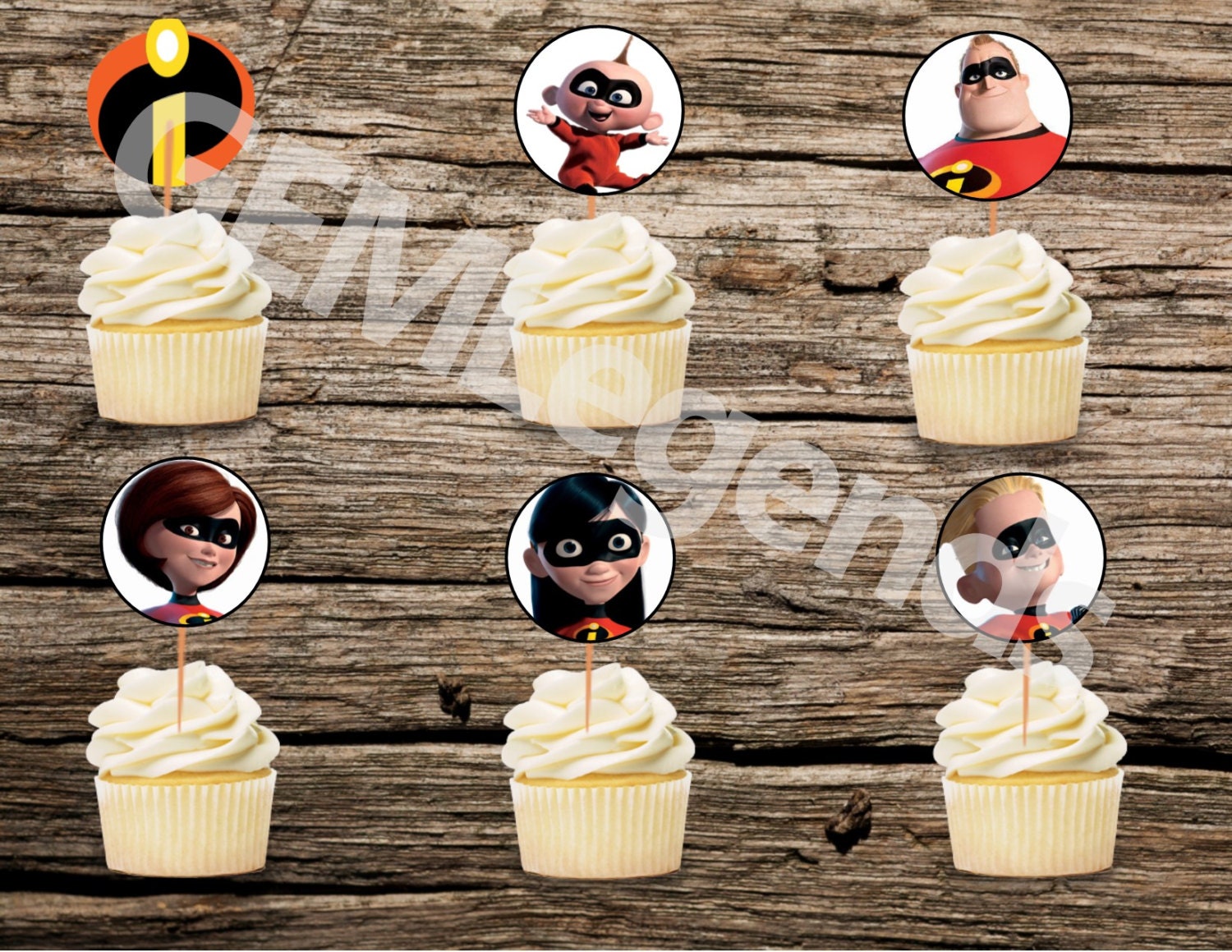 Incredibles Cupcake Toppers, Incredibles Birthday, Incredibles Birthday ...