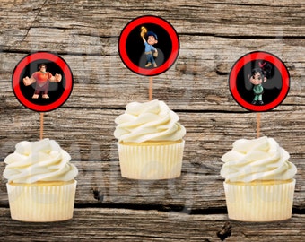 Wreck it Ralph Cupcake Toppers, Wreck It Ralph Birthday, Wreck It Ralph Party, Wreck It Ralph Birthday Party, Digital File