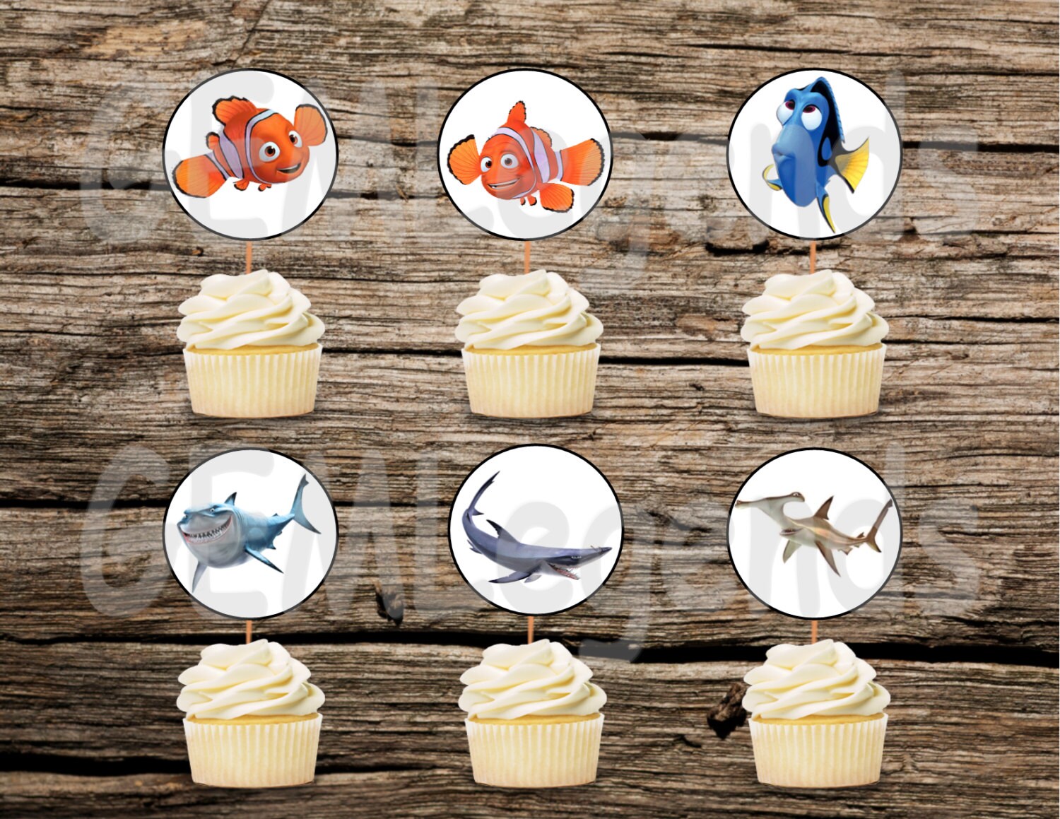 Finding Nemo Cupcake Toppers, Finding Nemo Birthday, Nemo Cupcake Toppers, Nemo Birthday Party, INSTANT DOWNLOAD, DIGITAL Download