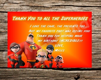 Incredibles Thank You Card, Incredibles Thank You Note, Incredibles Birthday Party, Incredibles Party, Incredibles Thank You Note