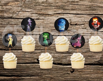 Toppers de cupcake de dentro para fora, aniversário de dentro para fora, festa de aniversário de dentro para fora, festa de dentro para fora, cupcakes de dentro para fora, DOWNLOAD INSTANTÂNEO