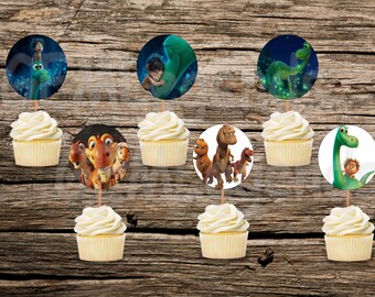 Toppers de cupcake do bom dinossauro, Festa do bom dinossauro, Festa de aniversário do bom dinossauro, Toppers do bom dinossauro, DOWNLOAD INSTANTÂNEO