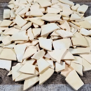 Mosaic crafting tiles Half pound flat mosaic shards Smooth edges Cream glaze Craft supplies Art supply