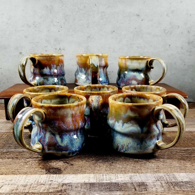 Handmade Drip Glaze Ceramic Coffee Mug: Wheel Thrown Stoneware (12 oz) image 3