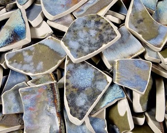 Tumbled Ceramic Shards: Assorted Glazed Pottery Pieces for Crafts