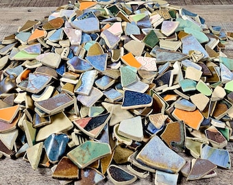 Tumbled ceramic shards in assorted shape, size and color One pound Crafting supplies Wire wrapping Jewelry making Mosaic pottery pieces