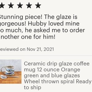Handmade Drip Glaze Ceramic Coffee Mug: Wheel Thrown Stoneware (12 oz) image 5