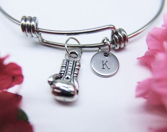 Boxing Bracelet Silver Boxing Glove Charm Bracelet Boxing Jewelry Boxing Gift Sports Charm Charm Personalized Bracelet Initial Bracelet