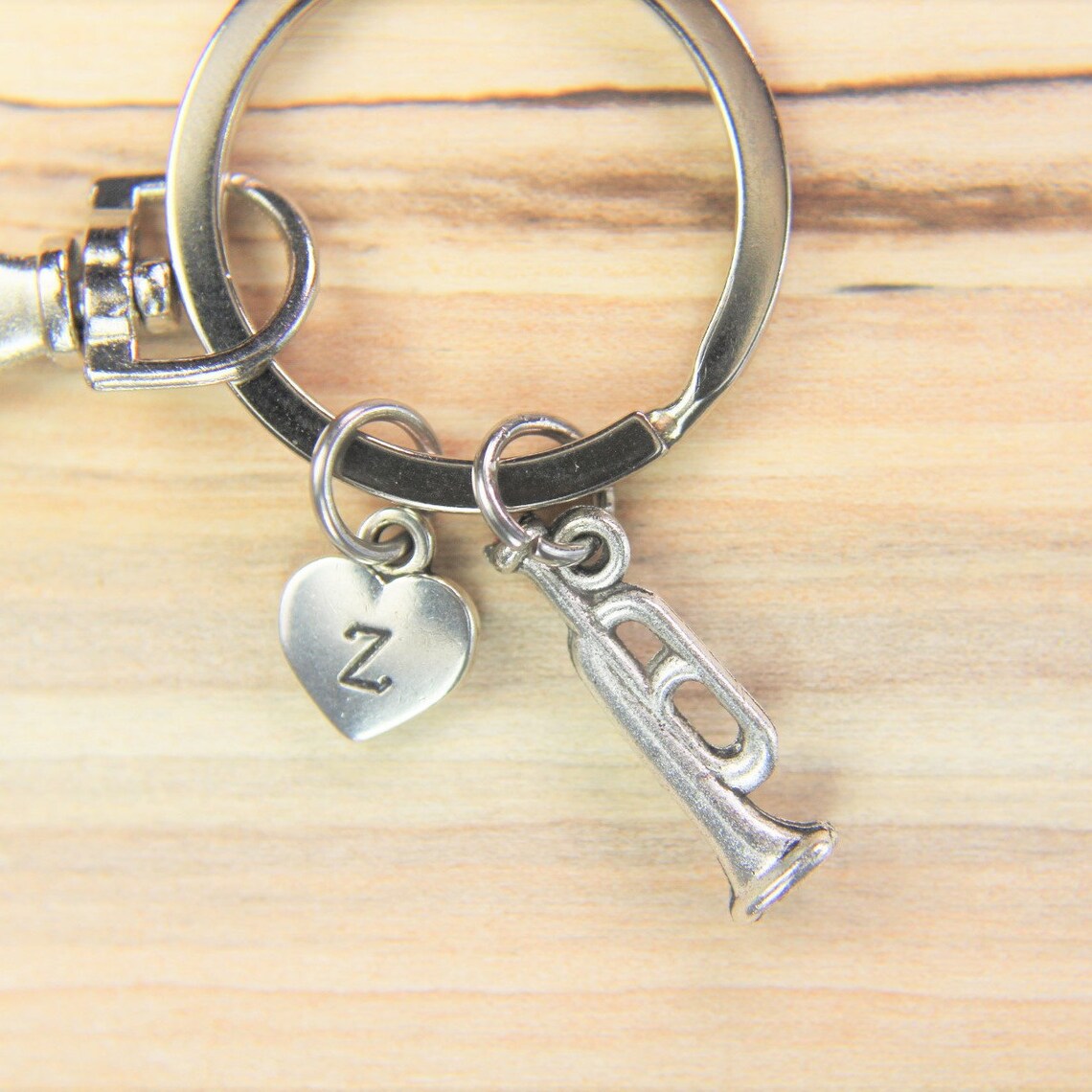 Silver Trumpet Charm Keychain Music Keychain Trumpet Gift Etsy