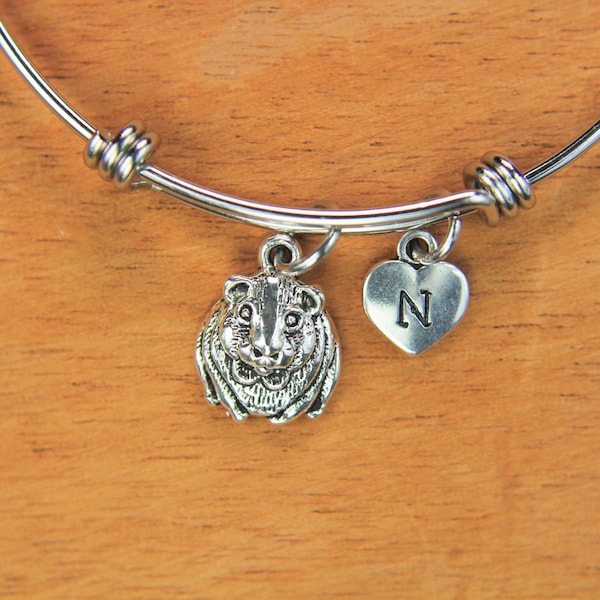 Guinea Pig Charm Bracelet Guinea Charm Bangle Hamster Charm Bracelet Mouse Charm   Animal Pet Charm  Personalized Bangle Initial Charm