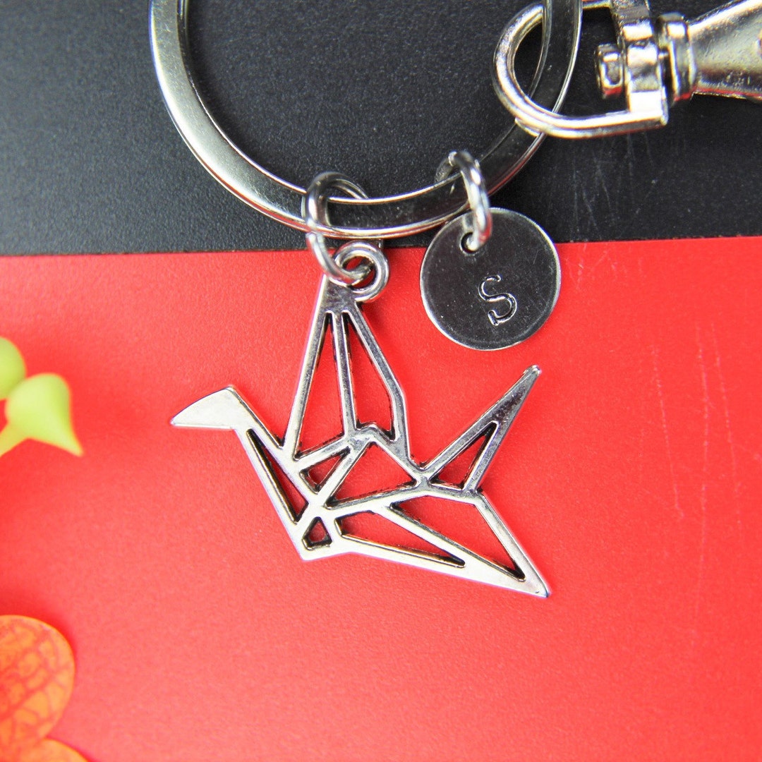 Origami Crane Keychain Bird Keychains Bird Charm Keychain Etsy
