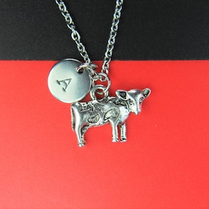 Cow Necklace Silver Cow Charm Necklace Animal Charm Pet Gift Farmer Gift Coworker Gift Customized Jewelry Christmas Gift Personalized Gift