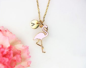 Best Christmas Gift Mother's Day Gift Gold Plated Pink Flamingo Necklace Gift for Mom Mom Gift Aunt Gift  Grandma Gift Personalize Gift
