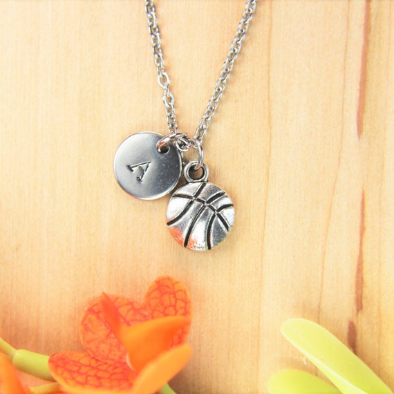 Basketball Necklace Silver Basketball Charm Necklace Basketball