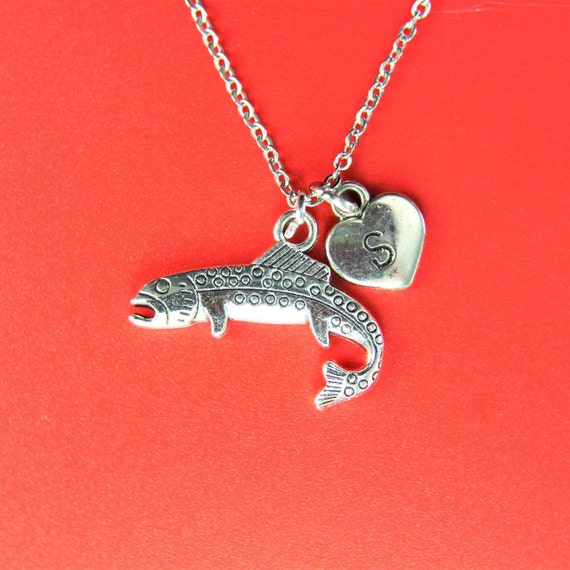 Christmas Gift Bass Fish Charm Silver Fish Charm Necklace Fishman Gift  Fishing Gift Pet Fish Gift Father's Day Birthday Gift Personalized 