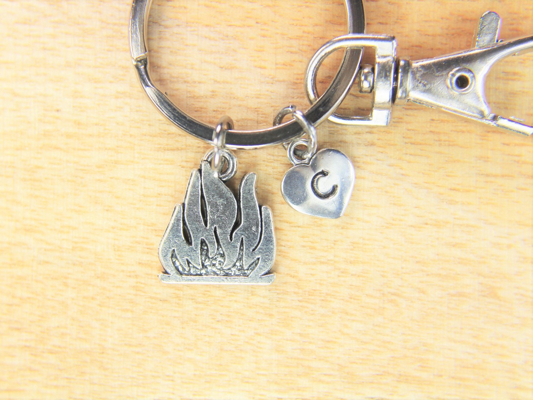 Silver Camp Fire Charm Keychain Flame Gift Adventure Gift Travel Gift ...