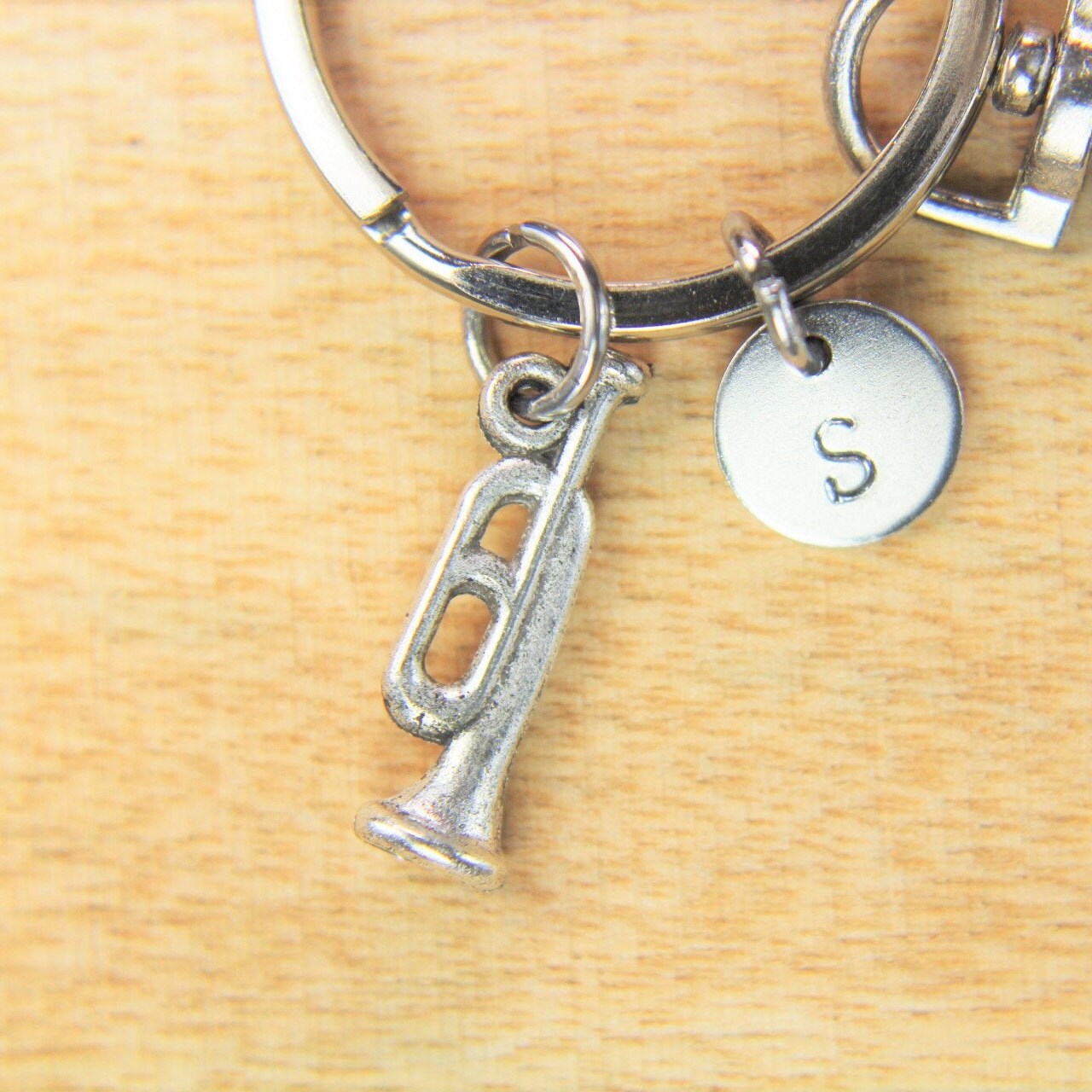 Silver Bugle Charm Keychain Music Keychain Trumpet Gift Bugle Etsy