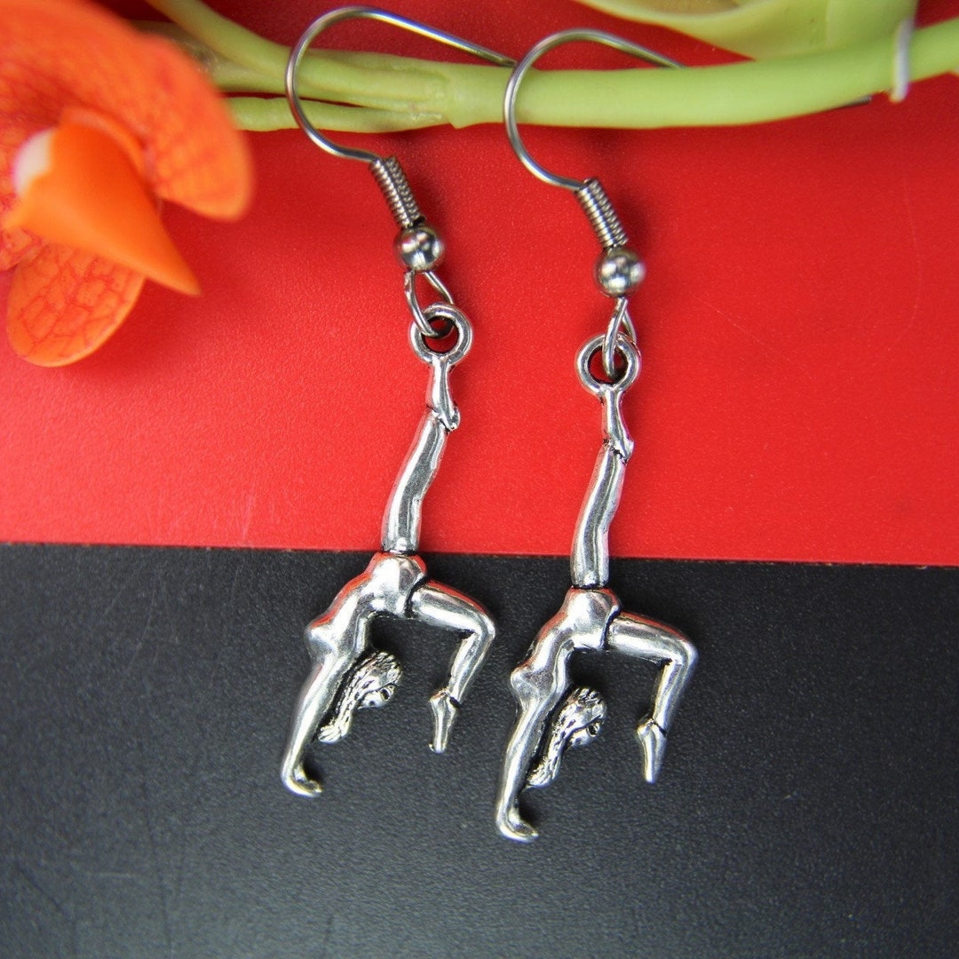 Silver Gymnastics Earrings Gymnastics Earrings Gymnastics Gifts