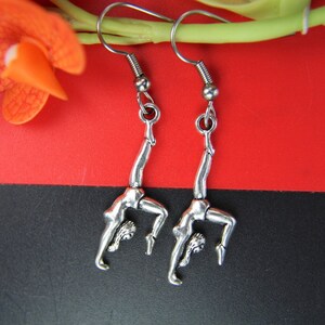 Silver Gymnastics Earrings Gymnastics Earrings Gymnastics Gifts Gymnastics Jewelry Personalized Pendant Dancer Jewelry Gymnast Gifts
