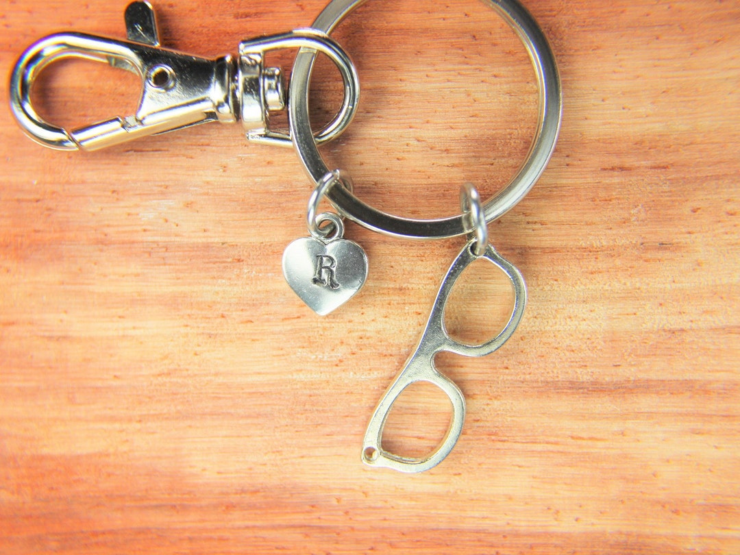 Silver Glasses Charm Keychains Sunglasses Keychain Silver Eyeglasses