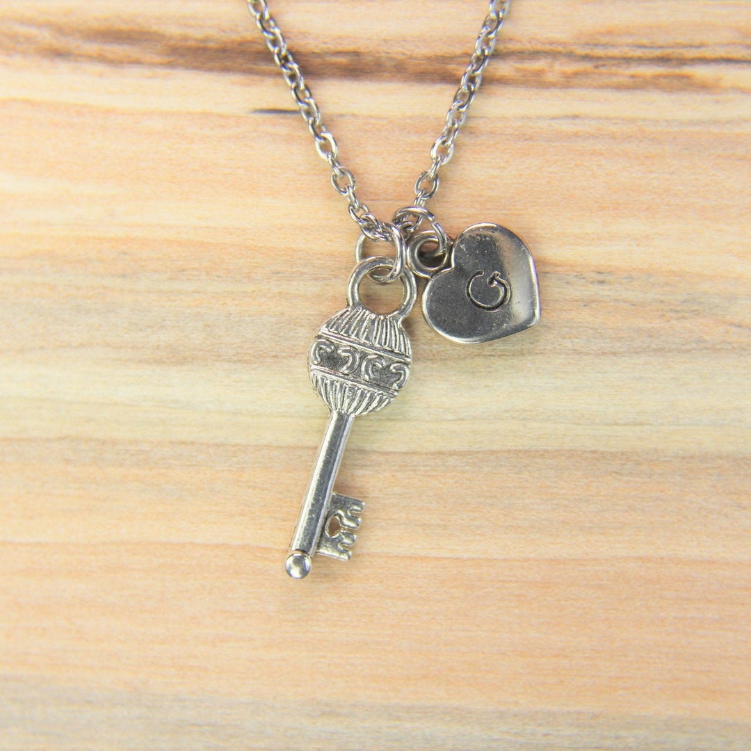 Skeleton Key Chain Silver Skeleton Key Charm Necklace Skeleton Key