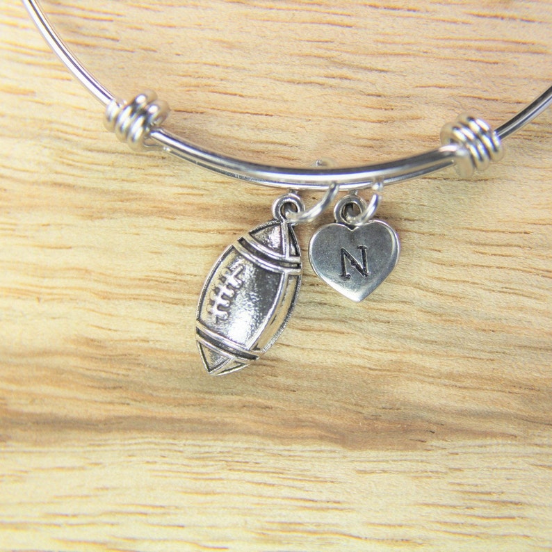 Rugby Charm Bracelet Silver Rugby Charm Bangle Football Gift Etsy