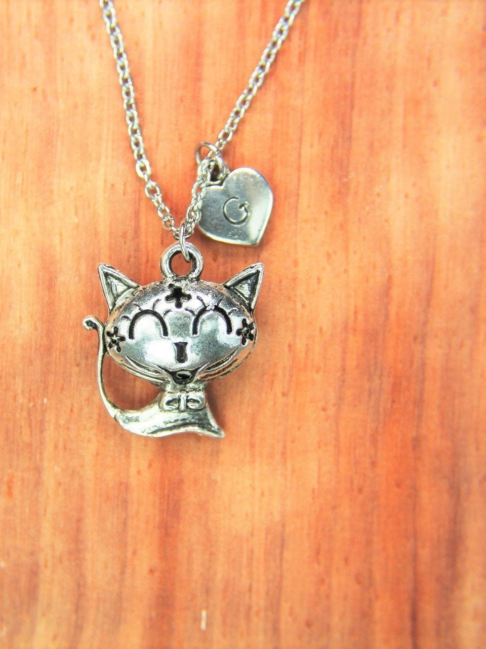 Cat Necklace Silver Cat Charm Necklace Cat Charm Cat Jewelry Etsy