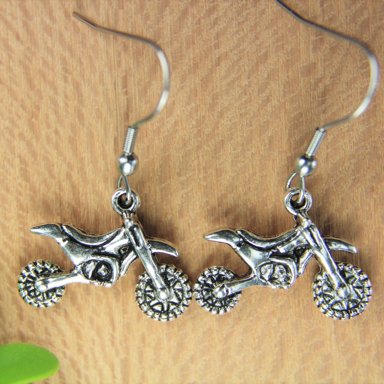Dirt Bike Earrings Silver Motocross Rider Charm Earrings Etsy