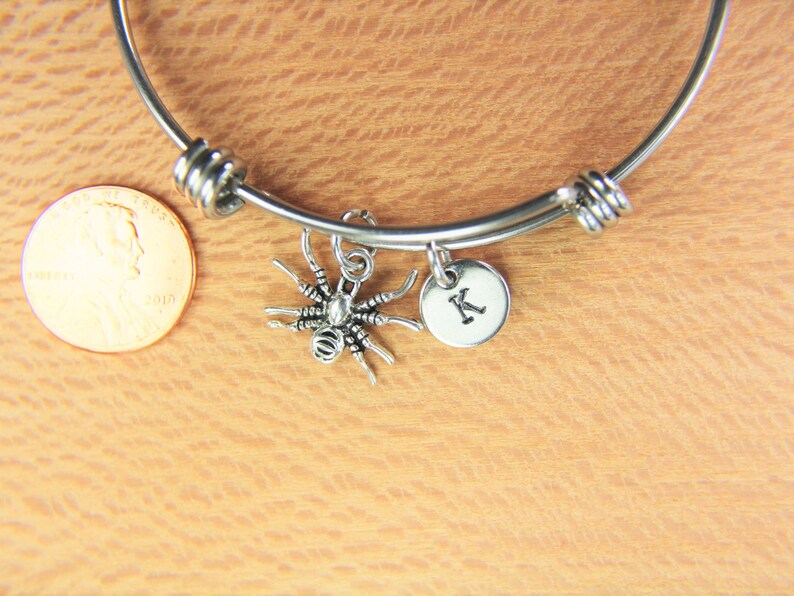 Spider Charm Bracelet Spider Charm Bangle Spider Charm Spider Etsy