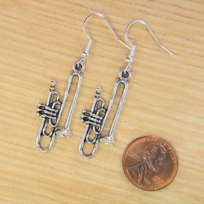 Trombone Earring Silver Trombone Charm Earring Band Gift Etsy