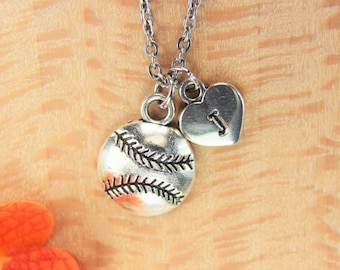 Christmas Gift Softball Charm Silver Softball Necklace Softball Pendant Softball Gift Baseball Charm Team Gift Coaches Gift Personalized