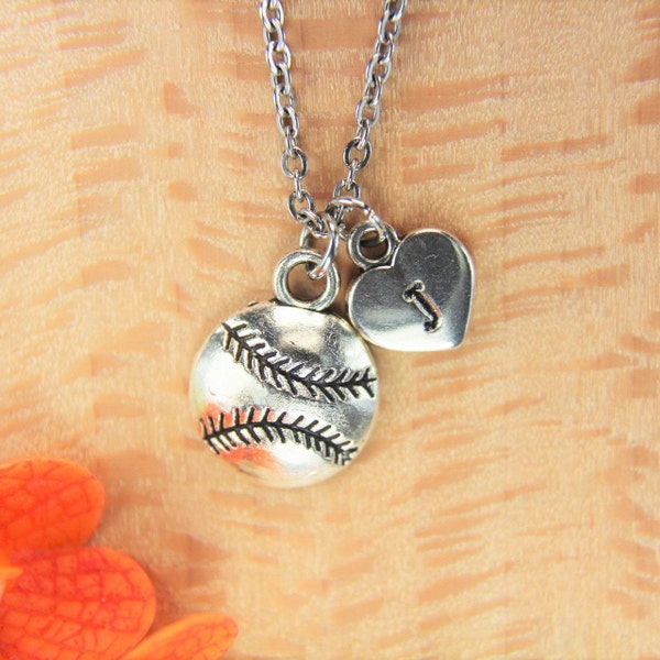 Christmas Gift Softball Charm Silver Softball Necklace Softball Pendant Softball Gift Baseball Charm Team Gift Coaches Gift Personalized