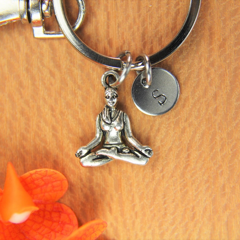 Yoga Keychain Silver Yoga Charm Keychain Yogi Charm Etsy