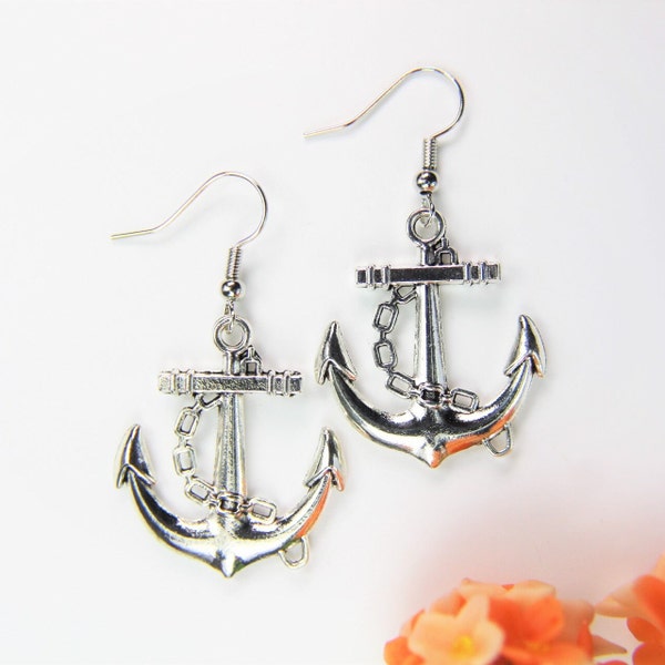 Anchor Earrings - Etsy