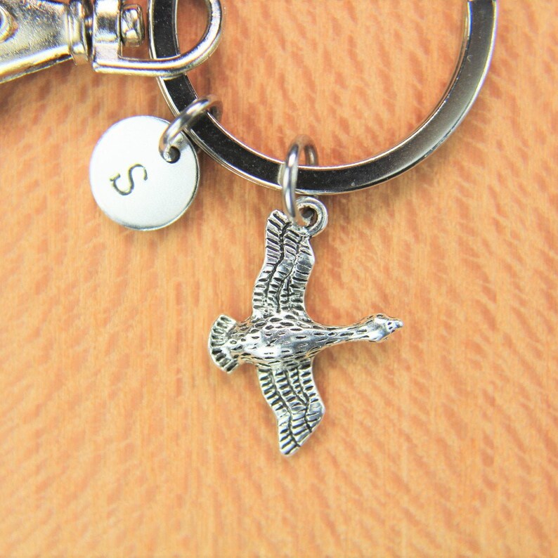 Silver Goose Charm Keychain Flying Bird Charm Keychain Duck Etsy