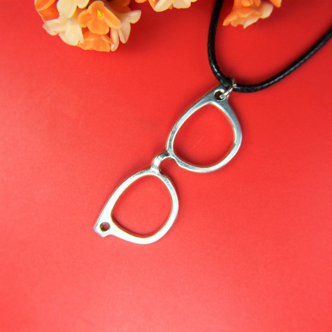 Big Glasses Necklace Waxed Cord Eyeglasses Jewelry Christmas Etsy
