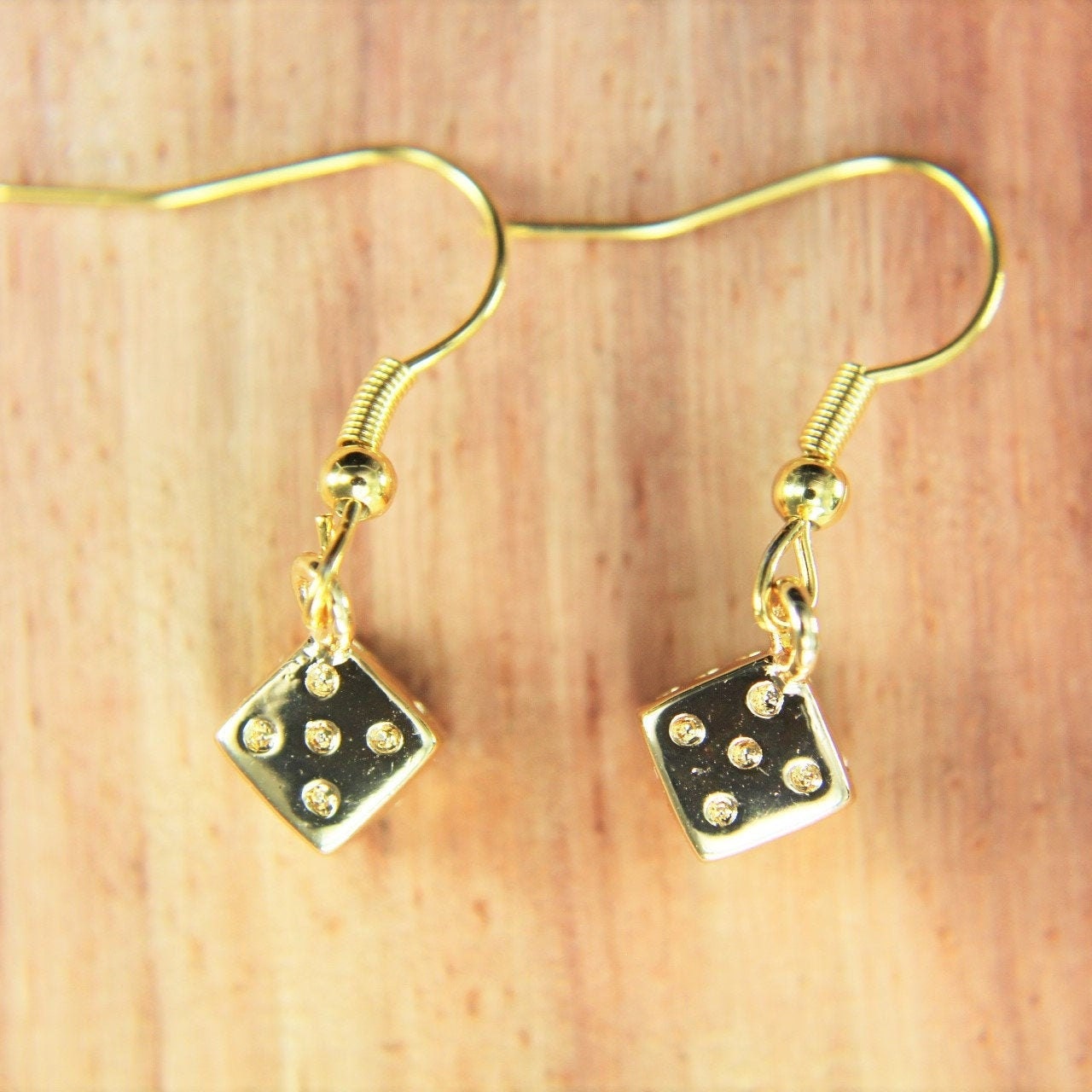 Gold Plated Dice Earrings Dicer Charm Lucky Dice Charm Dice Etsy UK