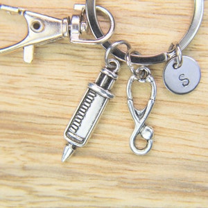 Doctor Gift Nursing Gift Nurse Gift Medical Stethoscope Charm Keychain Silver Nurse Charm with Medical Stethoscope Charm Best Christmas Gift