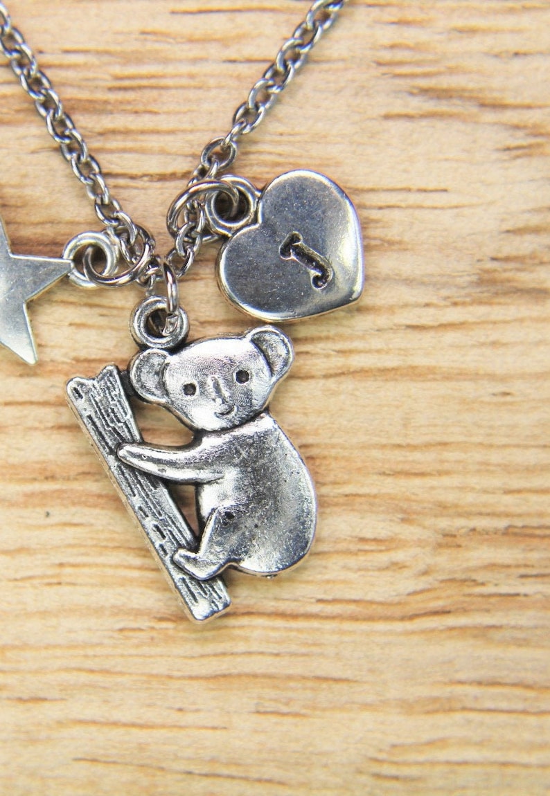 Koala Bear Necklace Silver Koala Bear Charm Necklace Koala Etsy