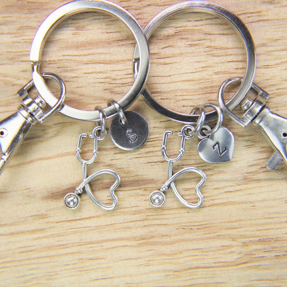 Set of 2 Stethoscope Charm Keychain Stethoscope Keychain Etsy