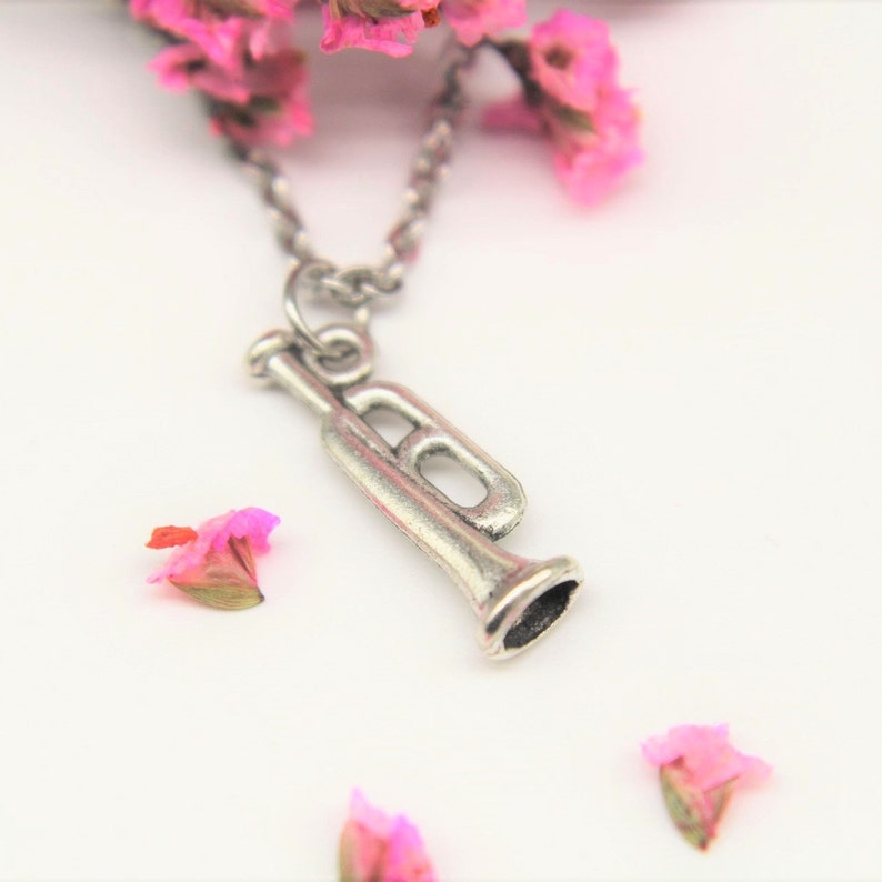 Silver Trumpet Charm Necklace Trumpet Necklace Trumpet Gift Music Gift Music Instrument Charm Personalized Gift Music Teacher Gift