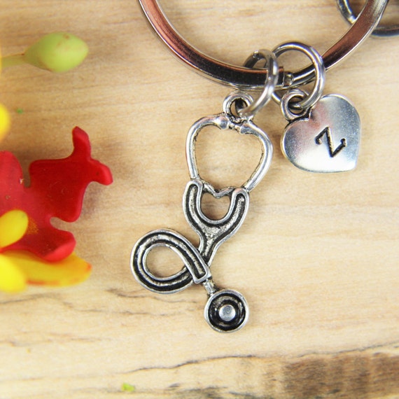 Silver Stethoscope Charm Keychain Stethoscope Charm Keyring Etsy