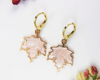 Christmas Gift Gold Plated Maple Leaf Charm Earrings Mother's Day Gift Fall Autumn Jewelry Mother Daughter Gift Personalized Gift