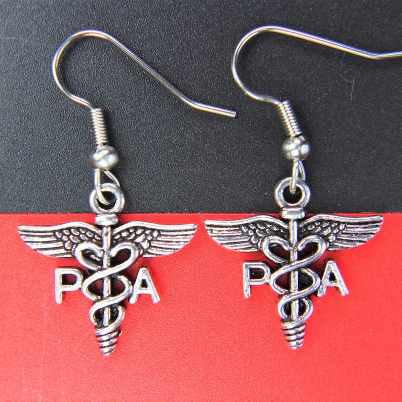 Silver Physician Assistant Charm Earring PA Medical Earrings Physician Assistant Graduation Gift Medical Student Gift Personalized Gift