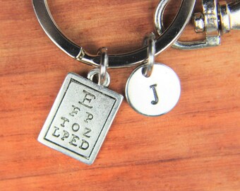 Eye Chart Keychain Silver Eye Care Charm Keychain Vision Jewelry Optometry Gifts Eye Doctor Gift Eye Care Pendant Eye Doctor Jewelry