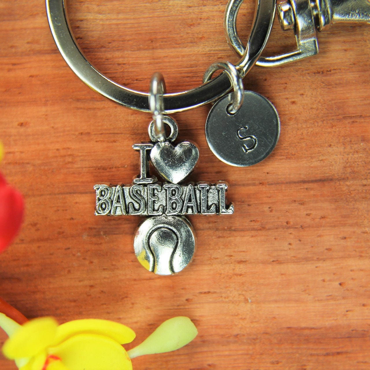 Silver I Love Baseball Charm Keychain Baseball Charm Keyring Etsy