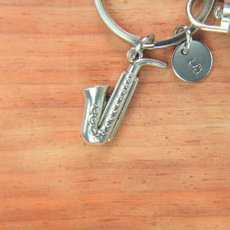 Music Gift Saxophone Keychain Saxophone Key Ring Silver Etsy