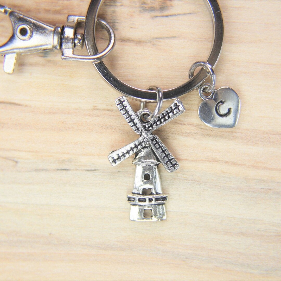 Key Ring Windmill Windmill Charm Hostess Gift Travel Gift Windmill Keyring Silver ...