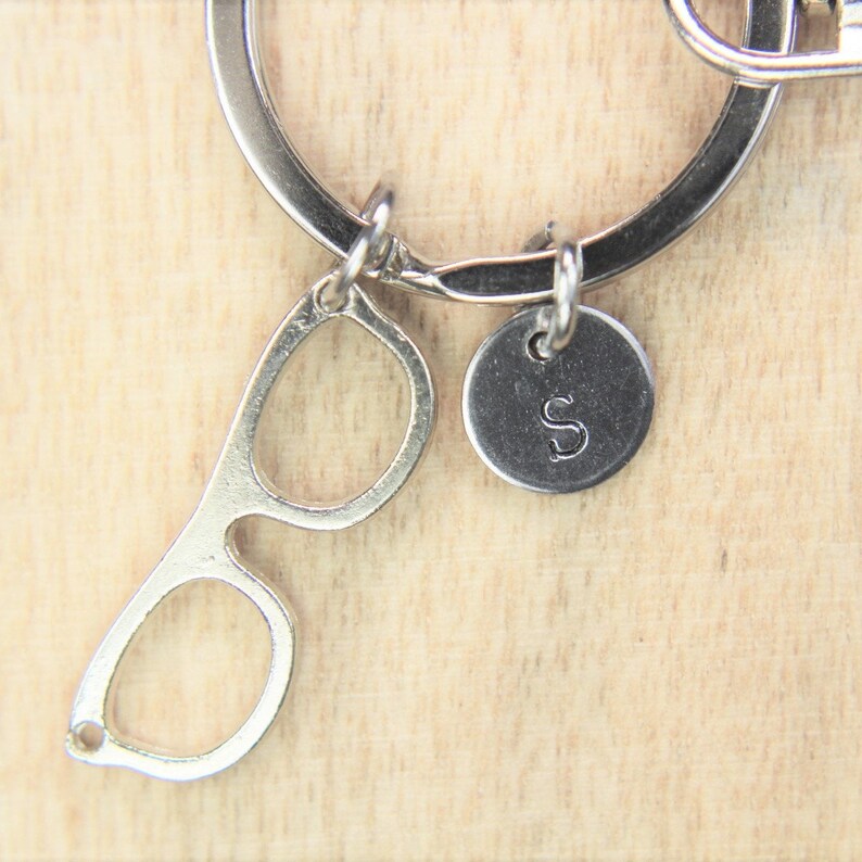 Silver Glasses Charm Keychains Sunglasses Keychain Silver Etsy