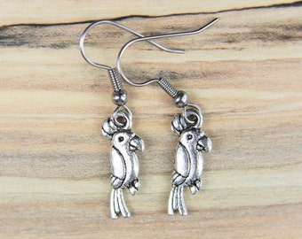 Cockatoo Charm Earrings Silver Cockatoo Charm Animal Earrings Cockatoo Bird Earrings Cockatoo Gift Cockatoo Jewelry Personalized Gift
